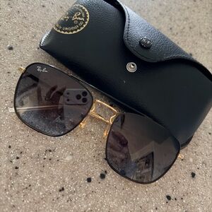 Ray-Ban Gold Frame Sunglasses with Black Lenses